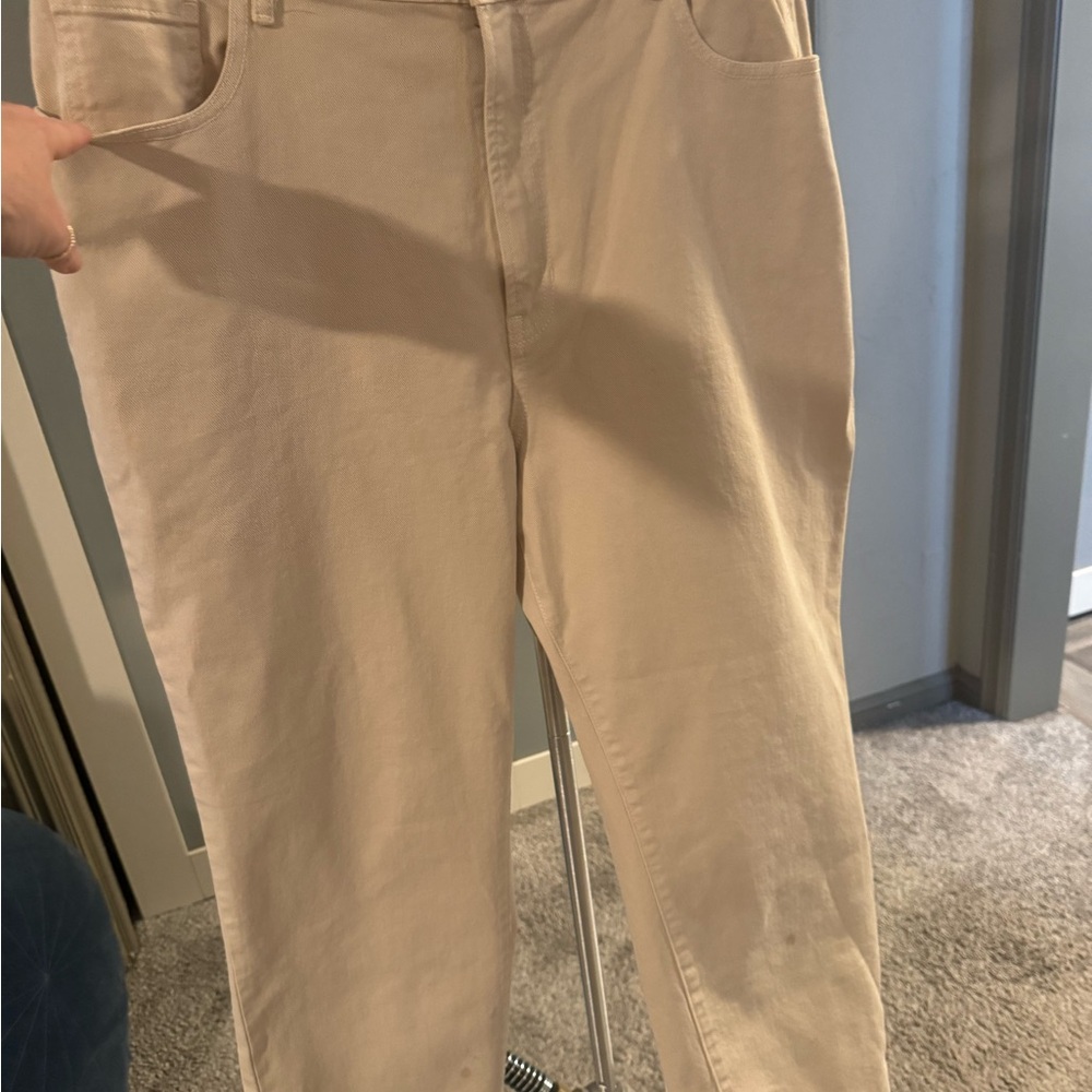 Pacsun Beige Curve Straight Leg Jeans - Frayed Hem